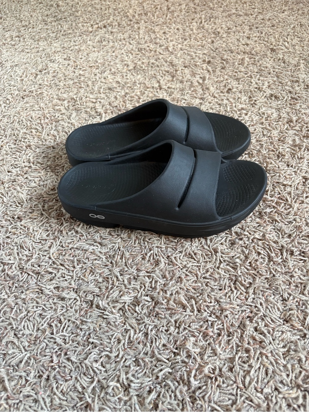 Oofos Black Slide Sandals